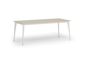 Jednací kancelářský stůl PRIMO OMEGA, 200x90 cm, bílá podnož, bříza