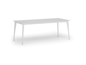 Jednací kancelářský stůl PRIMO OMEGA, 200x90 cm, bílá podnož, bílá