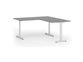 Rohový kancelářský stůl PRIMO BETA L, 160x180 cm, L/P, bílá podnož, grafit