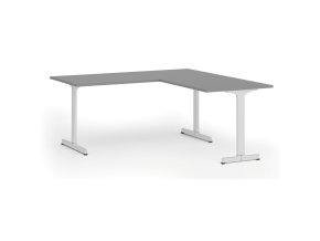 Rohový kancelářský stůl PRIMO BETA L, 180x180 cm, L/P, bílá podnož, grafit