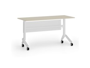 Mobilní stůl PRIMO MOVE, 140x60 cm, bílá podnož, bříza