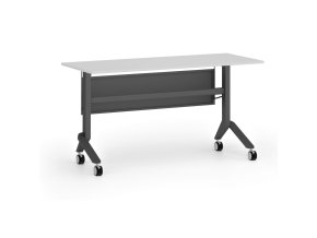 Mobilní stůl PRIMO MOVE, 140x60 cm, černá podnož, bílá