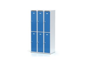 kovova satni skrinka s uloznymi boxy 6 boxu 1800 x 900 x 500 mm otocny zamek modre dvere 11259