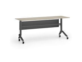Mobilní stůl PRIMO MOVE, 180x60 cm, černá podnož, dub přírodní