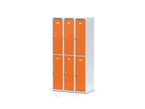 kovova satni skrinka s uloznymi boxy 6 boxu 1800 x 900 x 500 mm cylindricky zamek oranzove dvere 11262