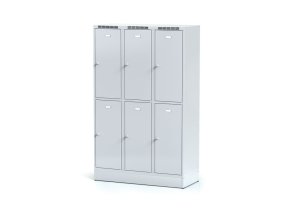 satni skrinka s uloznymi boxy na soklu 6 boxu 1920 x 1200 x 500 mm cylindricky zamek sede dvere 11318