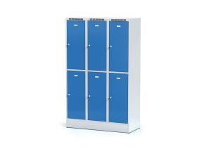 satni skrinka s uloznymi boxy na soklu 6 boxu 1920 x 1200 x 500 mm cylindricky zamek modre dvere 11320
