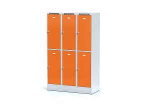 satni skrinka s uloznymi boxy na soklu 6 boxu 1920 x 1200 x 500 mm cylindricky zamek oranzove dvere 11322