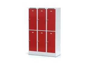 satni skrinka s uloznymi boxy na soklu 6 boxu 1920 x 1200 x 500 mm cylindricky zamek cervene dvere 11324