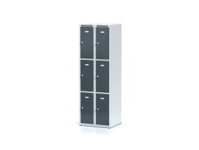 satni skrinka s uloznymi boxy 6 boxu 1800 x 600 x 500 mm cylindricky zamek tmave sede dvere 12783