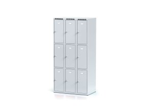satni skrinka s uloznymi boxy 9 boxu 1800 x 900 x 500 mm cylindricky zamek sede dvere 11358