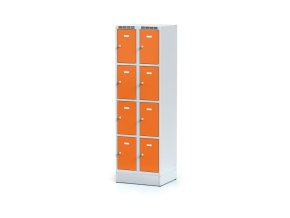 satni skrinka s uloznymi boxy na soklu 8 boxu 1920 x 600 x 500 mm cylindricky zamek oranzove dvere 11413