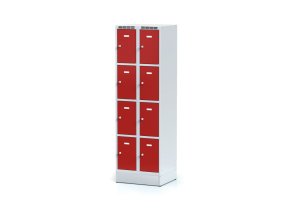 satni skrinka s uloznymi boxy na soklu 8 boxu 1920 x 600 x 500 mm cylindricky zamek cervene dvere 11415