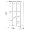 satni skrinka s uloznymi boxy na soklu 15 boxu 1920 x 900 x 500 mm cylindricky zamek modre dvere 125828