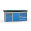 pracovni stul do dilny 1800 x 750 x 800 mm 1x skrinka 2x kontejner 12 zasuvek modra 139402
