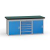 pracovni stul do dilny 1800 x 750 x 800 mm 2x skrinka 1x kontejner 6 zasuvek modra 139366
