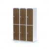 Šatní skříňka s úložnými boxy, 6 boxů 400 mm, laminované dveře ořech, otočný zámek
