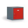 satni skrinka s uzamykatelnym boxem 400 x 400 x 400 mm cylindricky zamek tmave seda cervene dvere 1589
