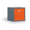 satni skrinka s uzamykatelnym boxem 400 x 400 x 400 mm cylindricky zamek tmave seda oranzove dvere 1590