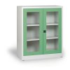 dilenska policova skrin s prosklenymi dvermi 1150 x 920 x 400 mm seda zelena 6124