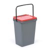 Plastový odpadkový koš pro třídění odpadu, šedá + červená, 35 l