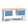 vyskove nastavitelny pracovni stul do dilny wl se 2 zavesnymi boxy na naradi bukova sparovka 6 zasuvek 2000 x 685 x 840 1050 mm 112387