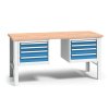 vyskove nastavitelny pracovni stul do dilny wl se 2 zavesnymi boxy na naradi bukova sparovka 8 zasuvek 2000 x 685 x 840 1050 mm 112385