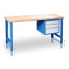 vyskove nastavitelny pracovni stul gd se zavesnym boxem na naradi bukova sparovka 3 zasuvky 1700 x 685 x 850 1050 mm modra 113153