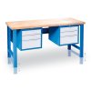 vyskove nastavitelny pracovni stul gd se 2 zavesnymi boxy na naradi bukova sparovka 6 zasuvek 2000 x 800 x 850 1050 mm modra 113159
