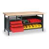 dilensky pracovni stul gd bukova sparovka 3 zasuvky 1 police 1700 x 685 x 850 mm antracit cervena 23015