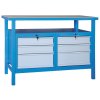 dilensky pracovni stul gd smrk bukova preklizka 6 zasuvek 1190 x 600 x 850 mm modra 3435