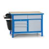 dilensky pracovni stul gd 5 zasuvek smrk bukova preklizka 5 zasuvek 1 skrinka 1190 x 600 x 850 mm modra seda 120095