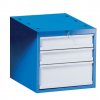 Závěsný dílenský box na nářadí k pracovním stolům GÜDE, 3 zásuvky, zámek, 510 x 592 x 470 mm, modrá / šedá