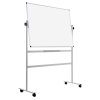 Mobilní otočná oboustranná bílá popisovací tabule, magnetická, 1200 x 900 mm
