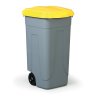 mobilni plastovy odpadkovy kos 100 l zlute viko 1157