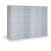 Šatní skříňka s úložnými boxy, 15 boxů, 1820 x 1140 x 500 mm, cylindrický zámek, modré dveře