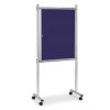 vnitrni vitrina na stojanu 720 x 980 mm textilni modra jednostranna s kolecky 6556