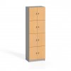 Dřevěná šatní skříňka s úložnými boxy, 8 boxů, 2x4, šedá / buk
