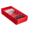Plastový regálový box ShelfBox typ E - 183 x 400 x 81 mm, 8 ks, červený