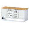 Dílenský stůl MECHANIC I, 2 skříňky a 2x 5 zásuvkový box na nářadí , 10 zásuvek, 2000x685x880 mm, šedé dveře