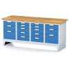 dilensky stul mechanic i 2x 5 zasuvkovy box a 2x 3 zasuvkovy box na naradi 16 zasuvek 2000x685x880 mm modre dvere 17948