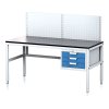 nastavitelny dilensky stul mechanic ii s perfopanelem 3 zasuvkovy box na naradi 1600x700x745 985 mm seda modra 17991