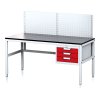 nastavitelny dilensky stul mechanic ii s perfopanelem 3 zasuvkovy box na naradi 1600x700x745 985 mm seda cervena 17992