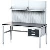 nastavitelny dilensky stul mechanic ii s perfopanelem a policemi 3 zasuvkovy box na naradi 1600x700x745 985 mm seda antracit 17994