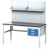 nastavitelny dilensky stul mechanic ii s perfopanelem a policemi 3 zasuvkovy box na naradi 1600x700x745 985 mm seda modra 17995