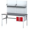 nastavitelny dilensky stul mechanic ii s perfopanelem a policemi 3 zasuvkovy box na naradi 1600x700x745 985 mm seda cervena 17996