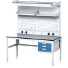 nastavitelny dilensky stul mechanic ii perfopanel police zasuvky osvetleni 3 zasuvkovy box na naradi 1600x700x745 985 mm seda modra 18036