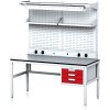 nastavitelny dilensky stul mechanic ii perfopanel police zasuvky osvetleni 3 zasuvkovy box na naradi 1600x700x745 985 mm seda cervena 18037