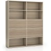 siroky kancelarsky policovy regal layers 4 boxy 1582 x 400 x 1905 mm dub prirodni dub moreny 22071