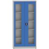 svarovana policova skrin s prosklenymi dvermi 1950 x 950 x 400 mm seda modra 23443